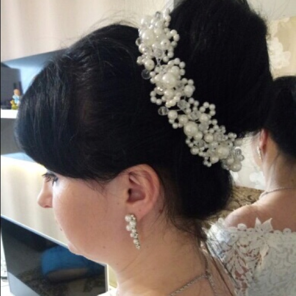 Pearl head piece wedding bridal hair pearls - Picture 10 of 12